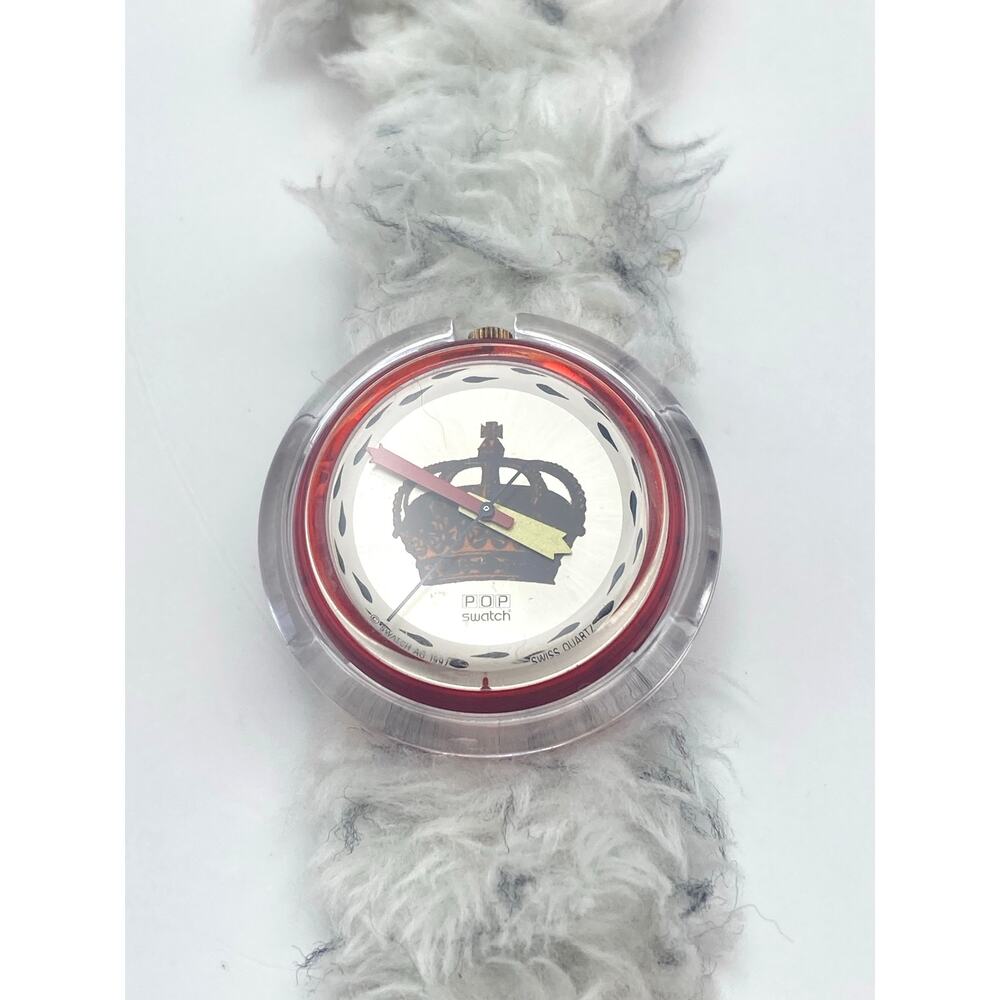 VTG Swatch Midi Pop Royalty Swiss Watch 40mm - New Battery PMR102 Raver Fun Fur